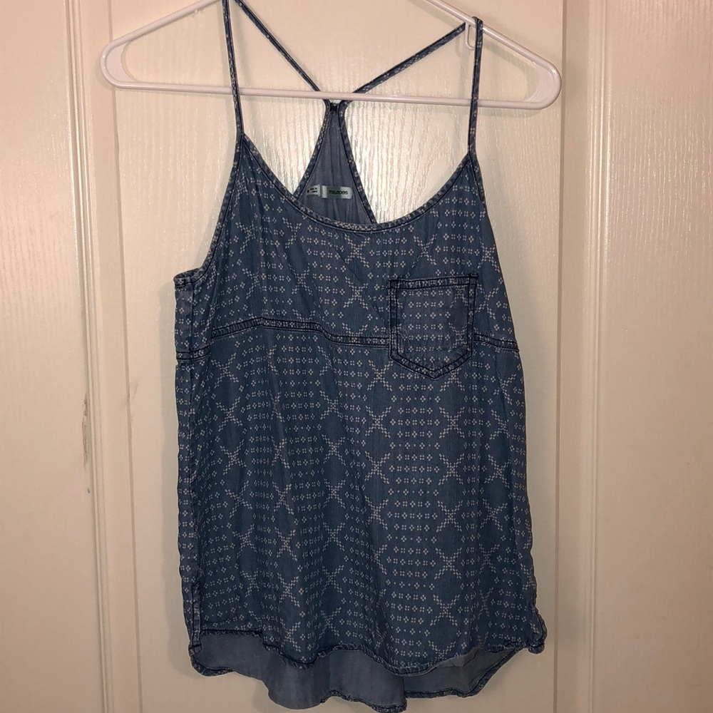 denim patterned tank top